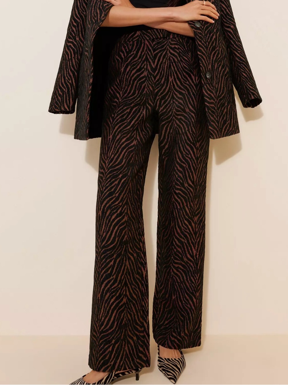 Rumored NWT Jagger Trouser X Small Expresso Zebra Black Brown Animal Print Pant
